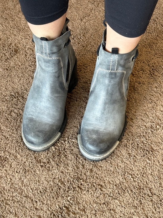 Fly London Shoes - Fly London Women's Distressed Gray Leather Chelsea Booties